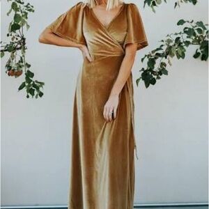 Baltic Born Meghan Gold Velvet Maxi Dress